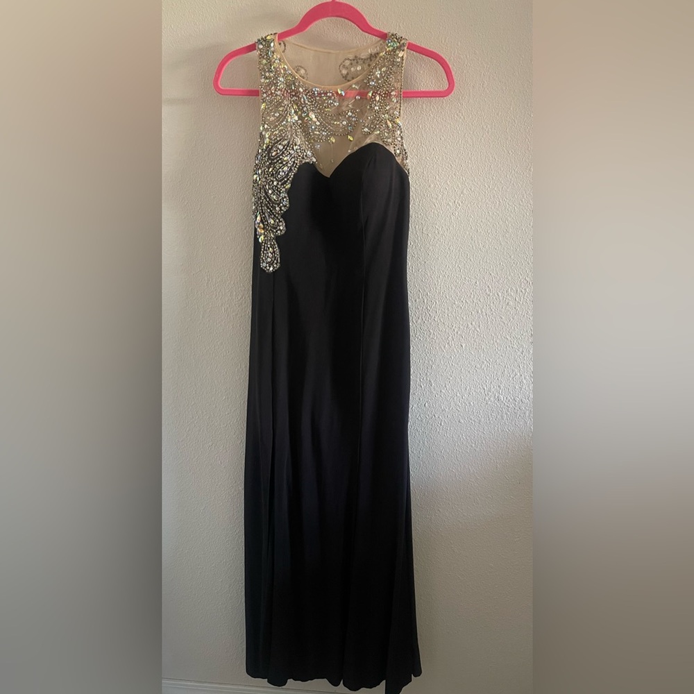 Cinderella Prom Formal Wedding Gown Black with Sequins and Jewels